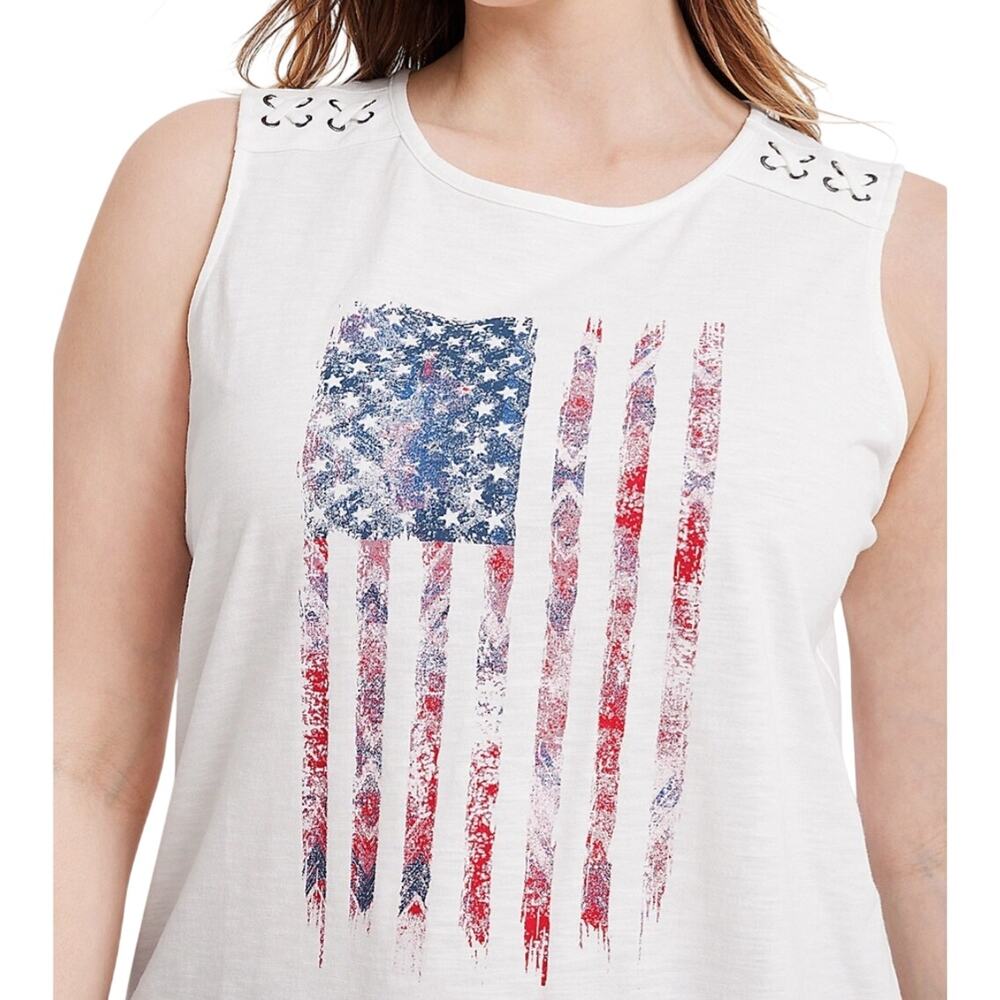Maurices Womens Americana Sleeveless Graphic Tank Shirttail Hem Size XL